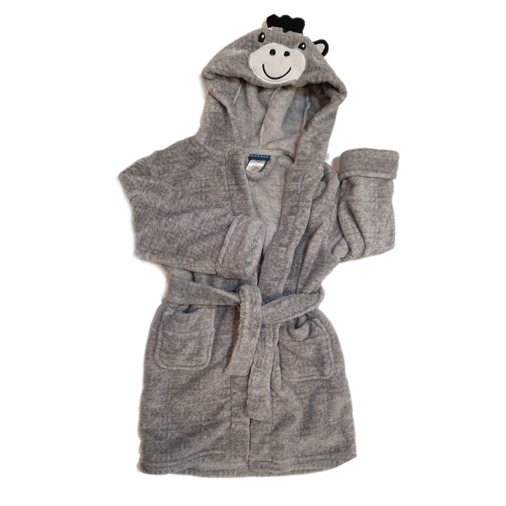 Pekkle Hooded Bath Robe 3D Zebra Plush Belted Stretchy Unisex Kids